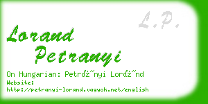 lorand petranyi business card